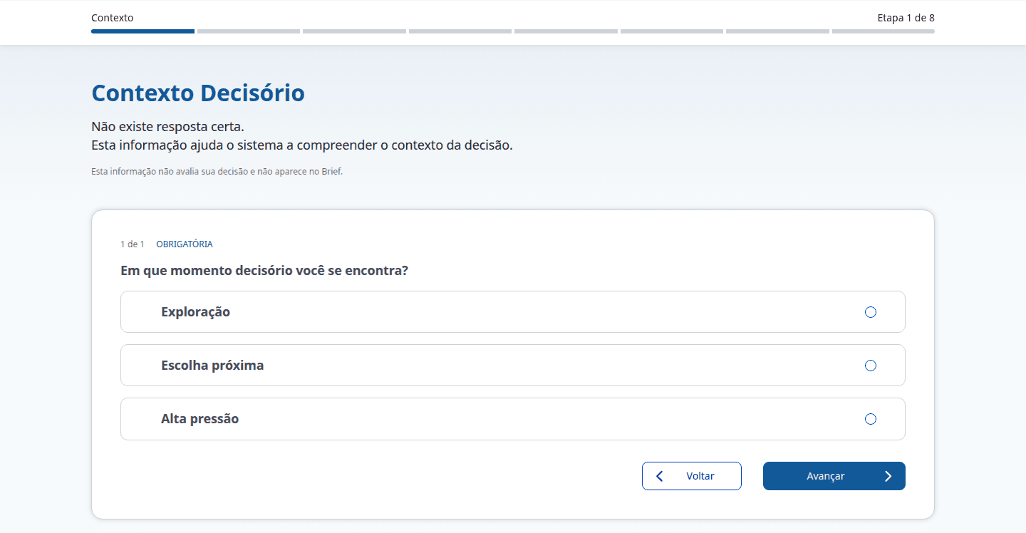 Tela da plataforma — Intent