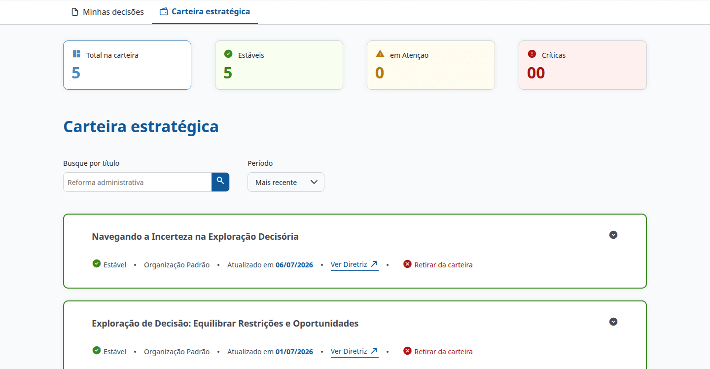 Tela da plataforma — Protect