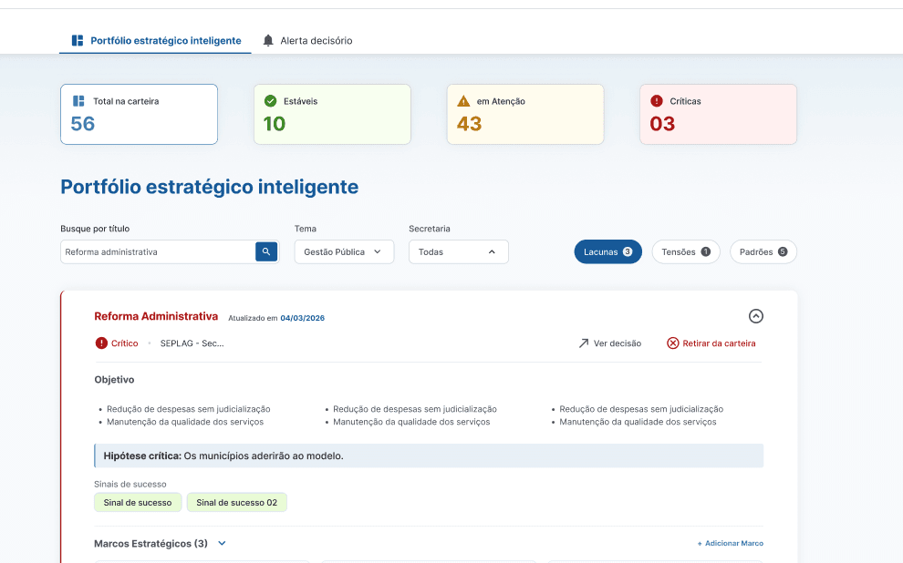 Tela da plataforma — Improve